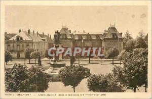 Old Postcard Belfort Monument and 3 seats prefecture