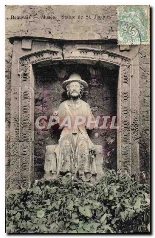 Old Postcard Beauvais Museum Statue of St Jacques