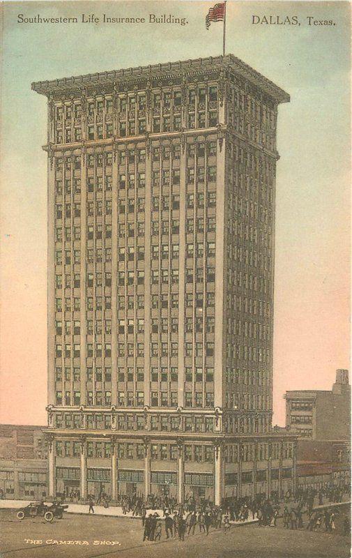 Auto C-1910 Dallas Texas Southwestern Life Insurance Building Flag Camera 7922