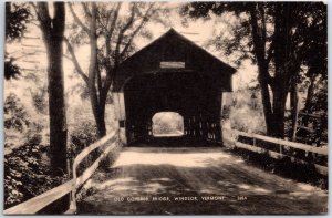 VINTAGE POSTCARD THE OLD COVERED BRIDGE AT WINDSOR VERMONT POSTED 1939