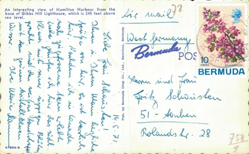 Bermuda Hamilton Harbour Vintage Postcard 07.33