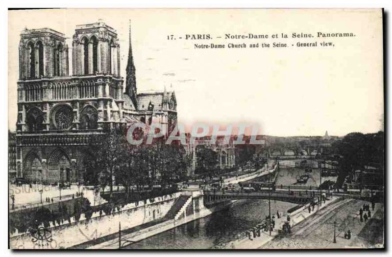 Postcard Old Paris Notre Dame and the Seine Panorama