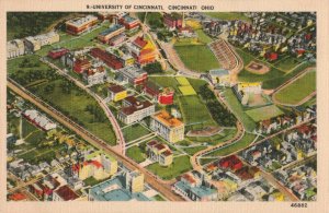 c.1943 University of Cincinnati, Ohio Ariel View Linen Postcard 10c1-269