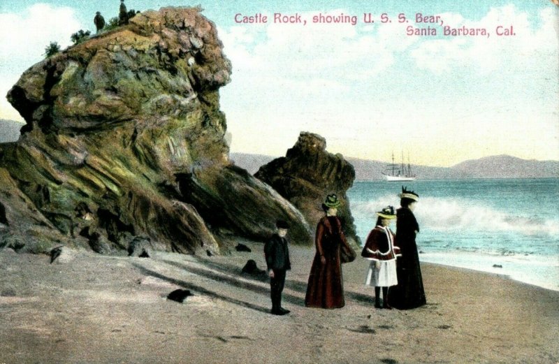 c.1910 USS Bear At Castle Rock Santa Barbara, CA. Postcard F65 