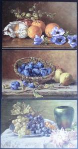 ARTIST FRUIT STUDIES Collection of 3 Postcards c1910 by Hildesheimer & Co 5265