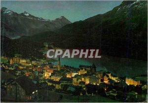 Modern Postcard St Moritz Vue Generale Night