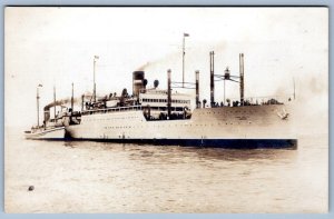 RPPC US ARMY TRANSPORT SHIP CAMBRIA VINTAGE REAL PHOTO POSTCARD