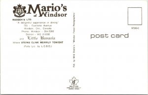 Ontario, Canada  MARIO'S OF WINDSOR  Restaurant & Little Bavaria Bar  Postcard