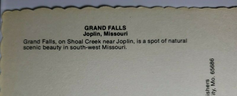 Vintage Postcard Grand Falls Joplin Missouri Shoal Creek 1977 unposted die cut