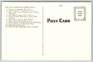 State Map~Iowa Multi-View~Nashua~Des Moines~Clinton~Red Oak~Vintage Postcard