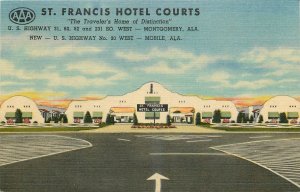 1040s Mobile Alabama St. Francis Hotel Court Occupation linen Postcard 26-20