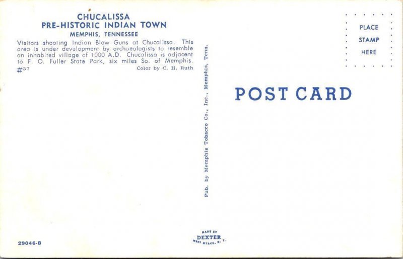 Memphis, TN Tennessee CHUCALISSA INDIAN TOWN Shooting Blow Guns VINTAGE Postcard