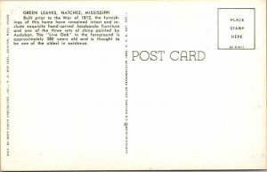 Postcard HOUSE SCENE Natchez Mississippi MS AO5680