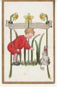 EASTER   TODDLER / RABBIT  A/S Ethel H. DeWees postcard