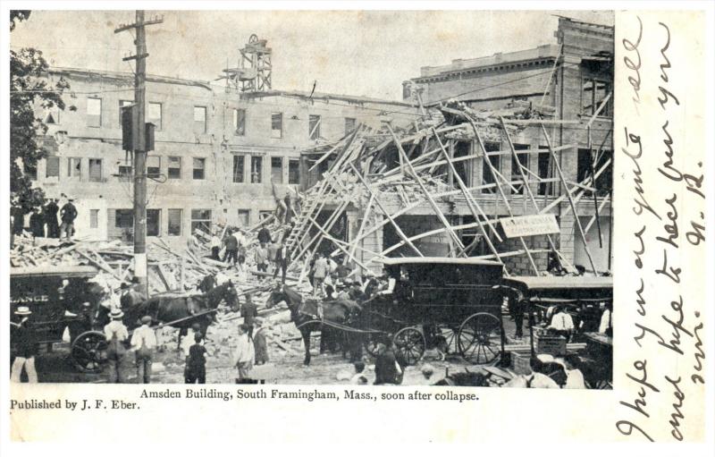 Massachusetts South Framingham  Amsden Building after collapse