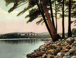 NY Lake George New York Shore Hotel In Distance Postcard