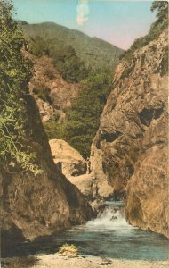 Hand Colored Postcard The Gorge, Big Sur River, Pfeiffer Redwoods State Park CA