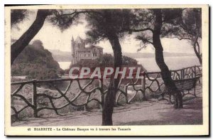 Old Postcard Biarritz The Basque Chateau seen through the Tamaris