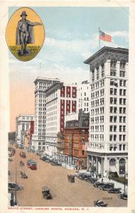 NEWARK NJ BROAD STREET~MARKET ST ROBERT TREAT FOUNDER~CITY SEAL POSTCARD 1920s