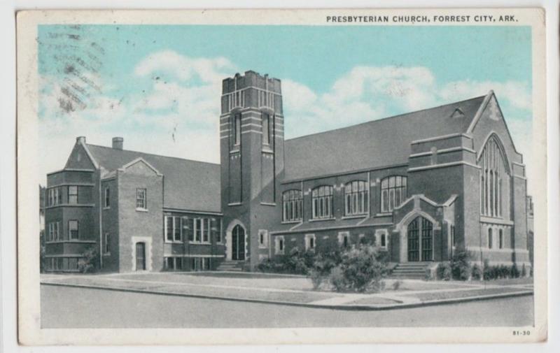 1937 FORREST CITY Arkansas AR Postcard PRESBYTERIAN CHURCH