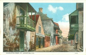 Charlotte Street, St. Augustine Florida White Border Postcard