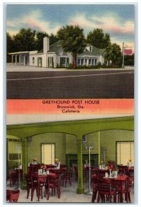 c1940's Greyhound Post House Cafeteria Multiview Brunswick Georgia GA Postcard