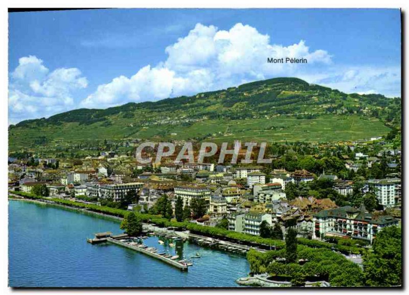 Modern Postcard Vevey Aerial view Leading the & # 39hotel Lake