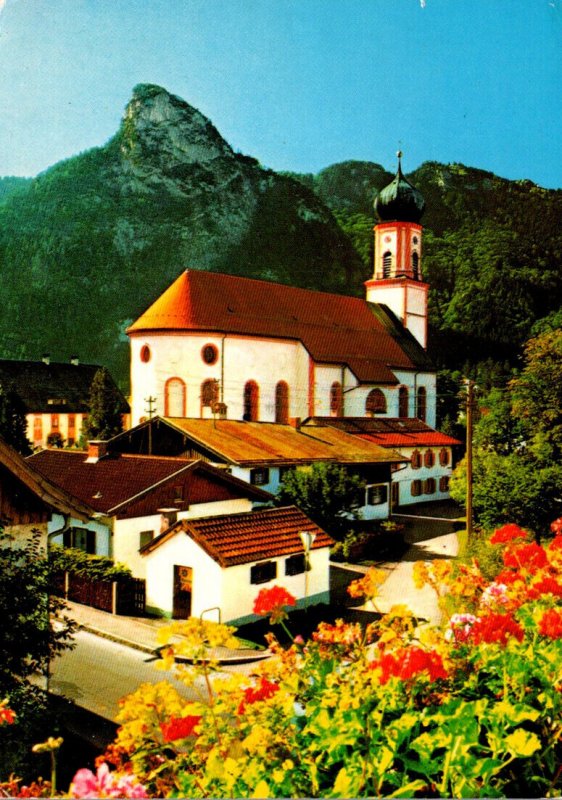 Germany Oberammergau Blick Auf Pfarrkirche und Kofel 1990