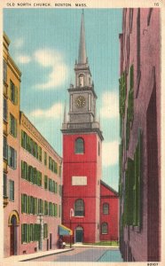 Vintage Postcard Old North Church Oldest Edifice Boston Massachusetts Tichnor