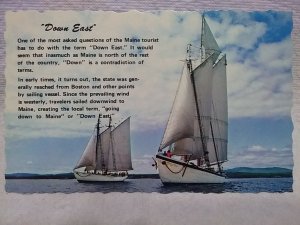 Boat Postcard windjammer off the Maine Coast Down East Postcard