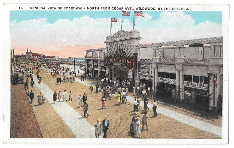 General View, Boardwalk, Wildwood By the Sea, New Jersey Unused Tichnor Postcard