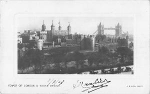 uk4105 tower of london and tower bridge london real photo  uk