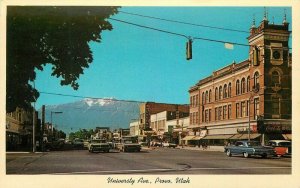 Automobiles 1960s Provo Utah University Avenue Postcard Wasatch Teich 20-5843