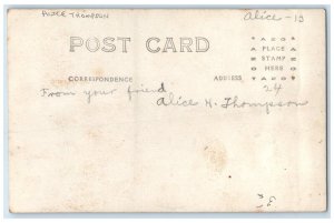 c1910's Alice Thompson Riding Mule Horse RPPC Photo Posted Antique Postcard