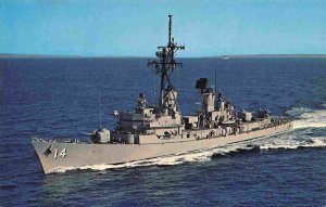 USS Buchanan DDG-14 Guided Missile Destroyer US Navy Ship chrome postcard