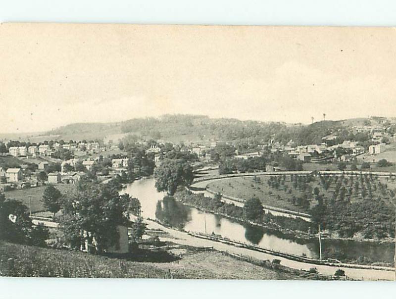 Black White Aerial View Town River Houses   Postcard # 6057