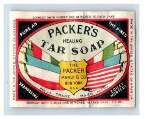 1880s Victorian Label For Packer's Healing Tar Soap Flags F144