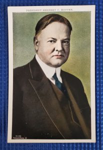 Vintage 31st US President Herbert C. Hoover Portrait by Harris & Ewing Postcard