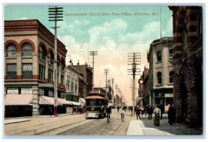 c1905 Government Street from Post Office Victoria BC Canada Postcard