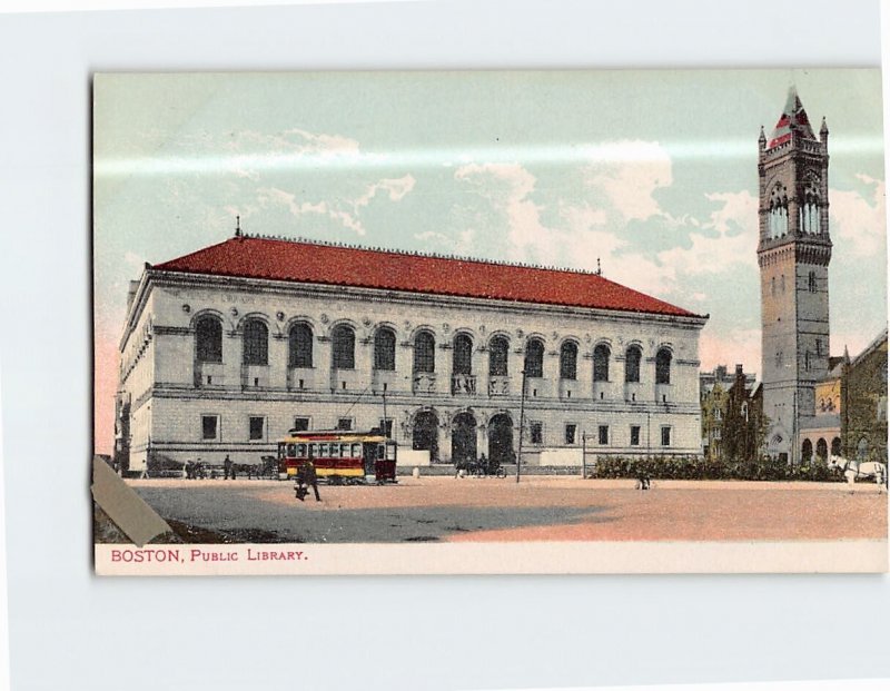 Postcard Public Library Boston Massachusetts USA