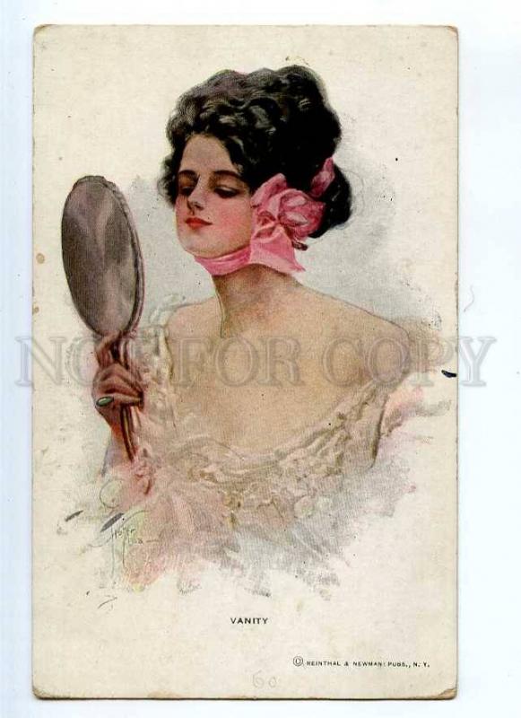 245271 Vanity Lady MIRROR by Harrison FISHER vintage R&N #1003