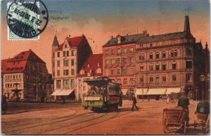 Germany Chemnitz Neumarkt Tram Vintage Postcard C128