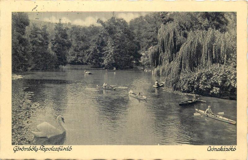 Hungary Tapolca lake boats swan