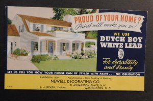 Mint USA Advertisement Postcard Dutch Boy White Lead Paint Newell Decorating Co