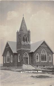 A54/ Harrington Maine Me RPPC Real Photo Postcard 1913 Church Building