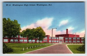 Washington High School Building North Carolina Postcard Unused Linen NC