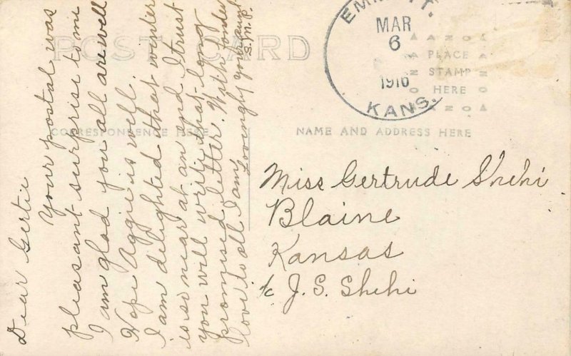 RPPC Building Construction, Emmett, Kansas Pottawatomie Co 1916 Vintage Postcard