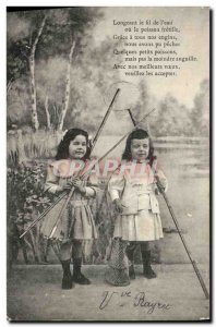 Old Postcard Fantasy Children Fishing