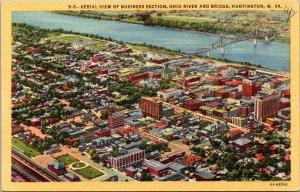 West Virginia Huntington Aerial View Of Business Section Curteich