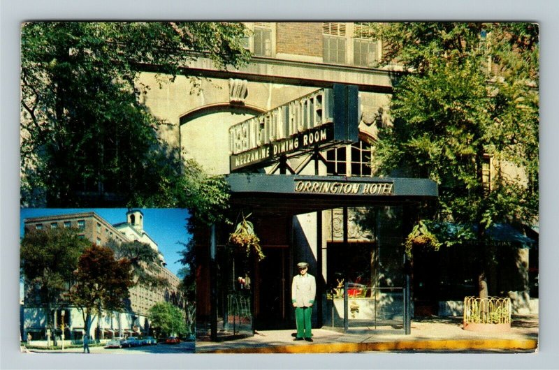Evanston IL- Illinois, Orrington Hotel, Outside Entrance, Chrome c1959 Postcard 